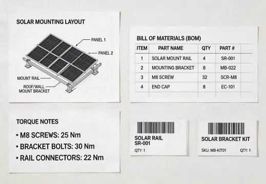 Solar racking documentation table