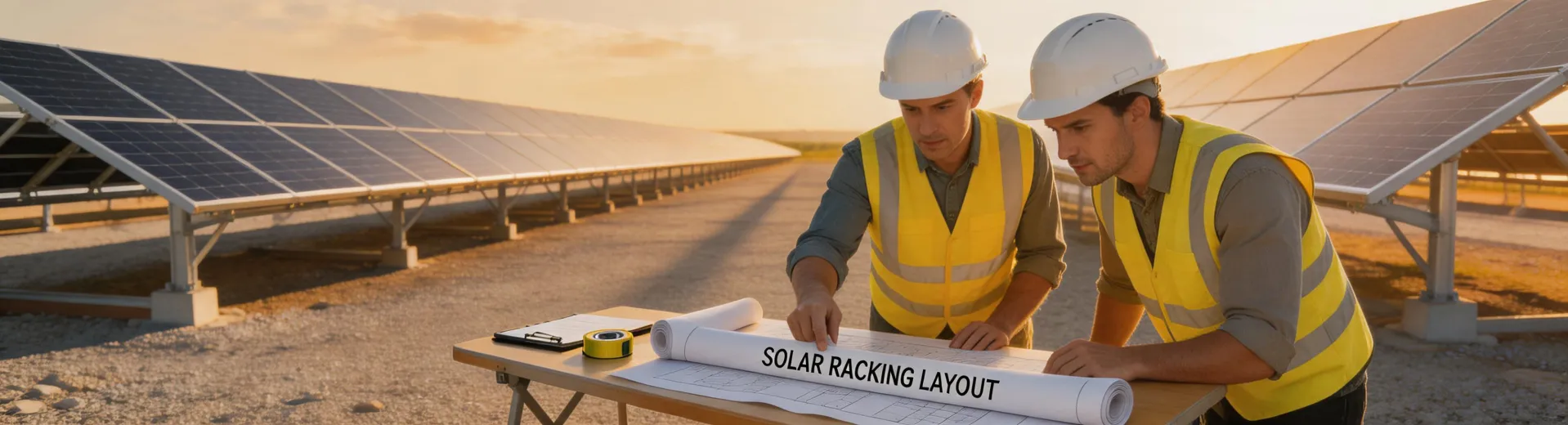 Solar mounting team reviewing site layout