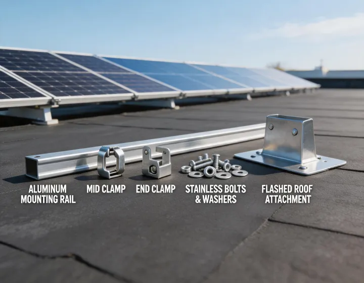 Solar roof mounting rail details